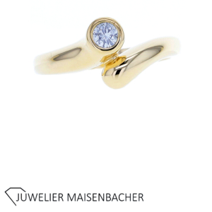 Eleganter geschwungener Brillantring in 750er Gelbgold